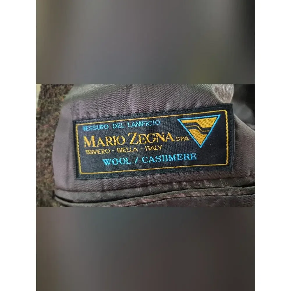 Lanificio Mario Zegna Wool Cashmere Brown Textured Blazer Sport Coat 40R Manstar